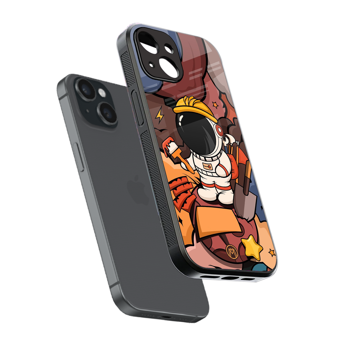 lil spaceman back phone cover | glass case for iphone 13 mini