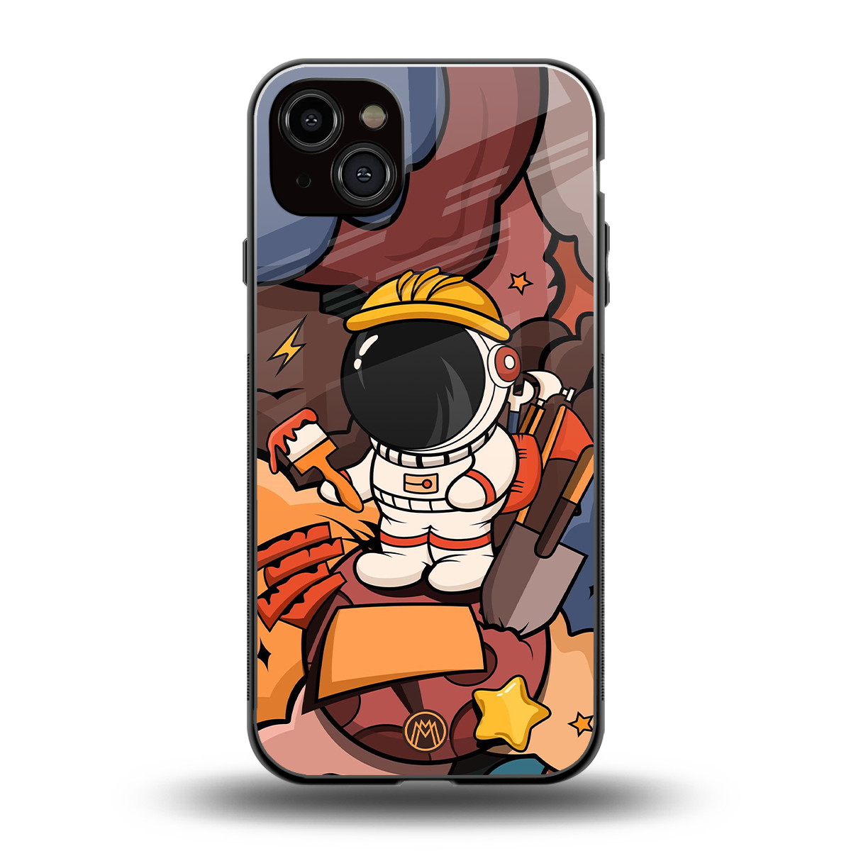 lil spaceman back phone cover | glass case for iphone 15 plus