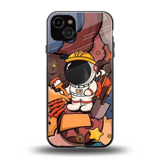 lil spaceman back phone cover | glass case for iphone 15 plus