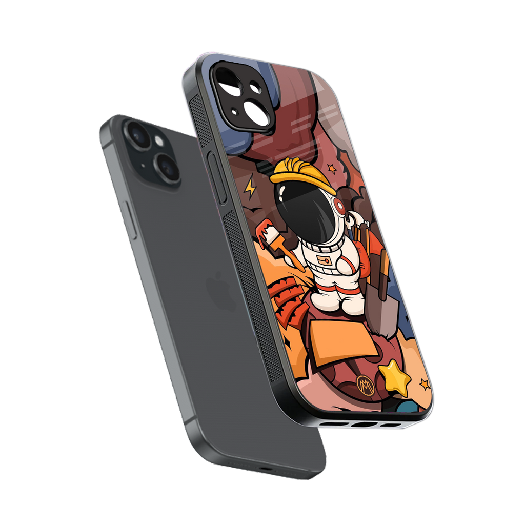 lil spaceman back phone cover | glass case for iphone 15 plus