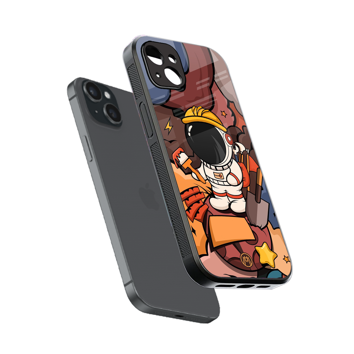 lil spaceman back phone cover | glass case for iphone 15 plus