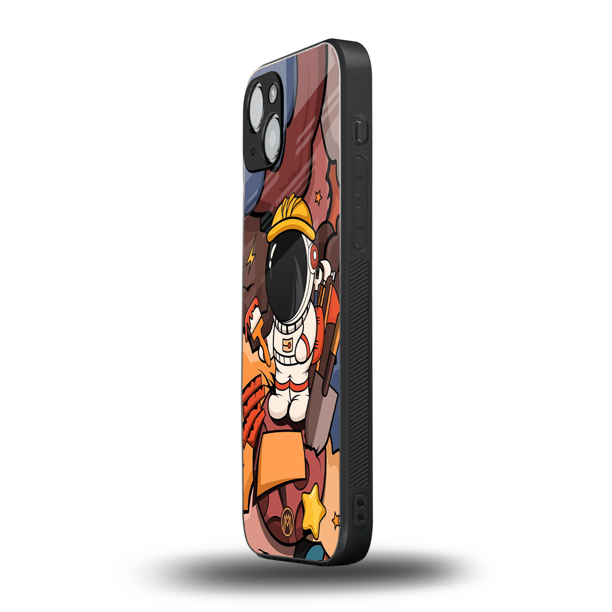 lil spaceman back phone cover | glass case for iphone 15 plus