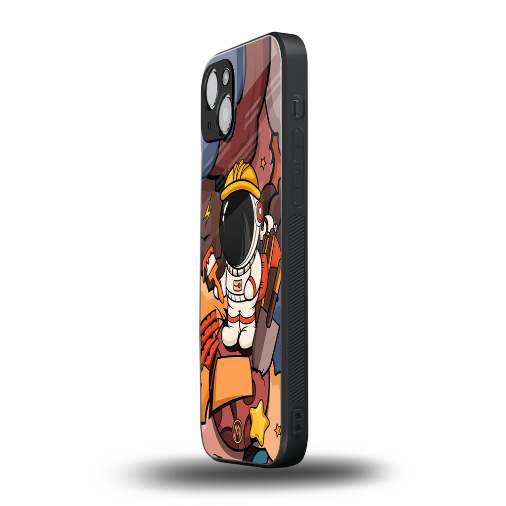 lil spaceman back phone cover | glass case for iphone 14 plus