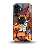 lil spaceman back phone cover | glass case for iphone 16 plus