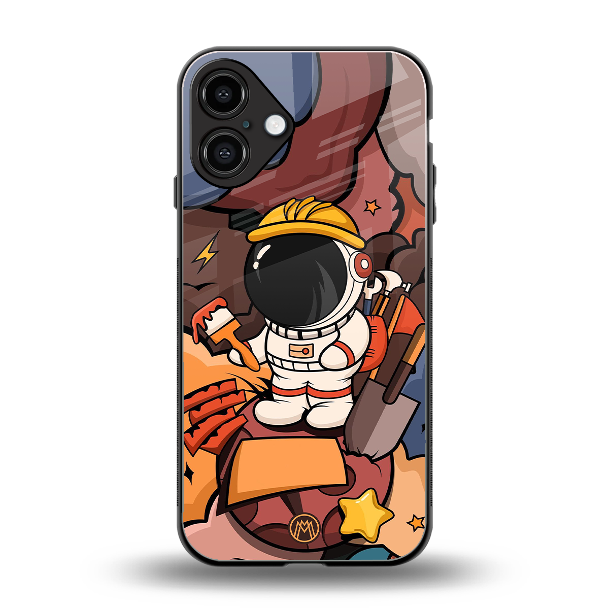 lil spaceman back phone cover | glass case for iphone 16 plus