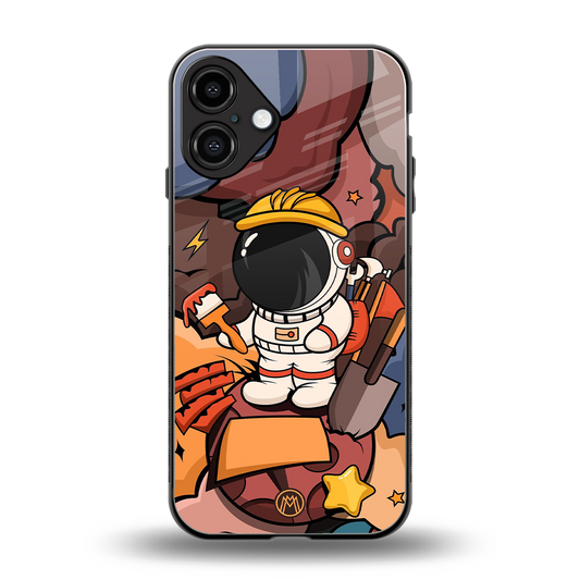lil spaceman back phone cover | glass case for iphone 16 plus