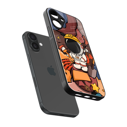 lil spaceman back phone cover | glass case for iphone 16 plus