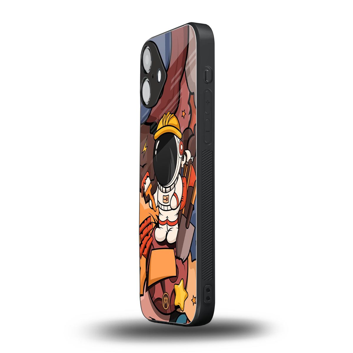 lil spaceman back phone cover | glass case for iphone 16 plus