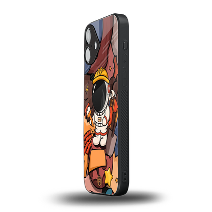 lil spaceman back phone cover | glass case for iphone 16 plus