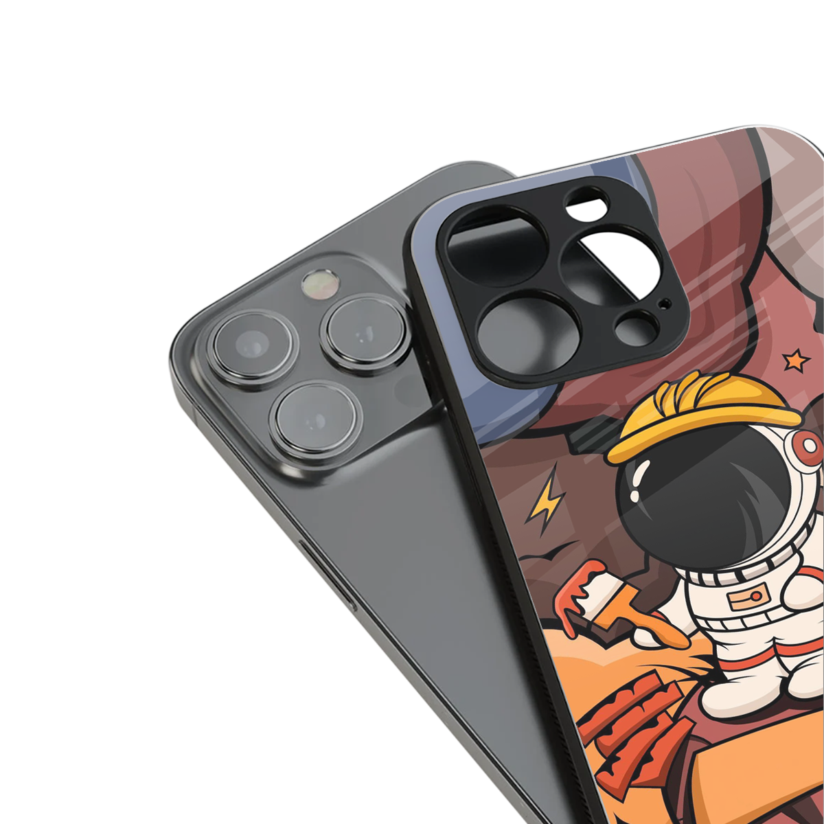 lil spaceman back phone cover | glass case for iphone 15 pro