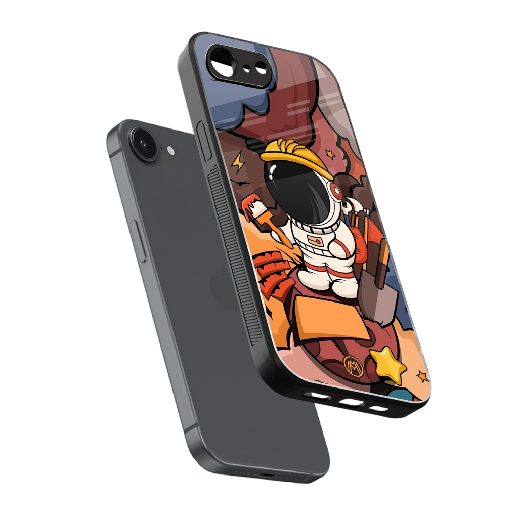 lil spaceman back phone cover | glass case for iphone 16e