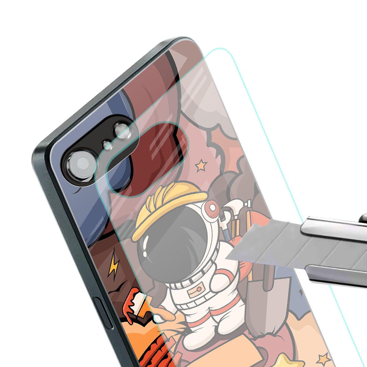 lil spaceman back phone cover | glass case for iphone 16e