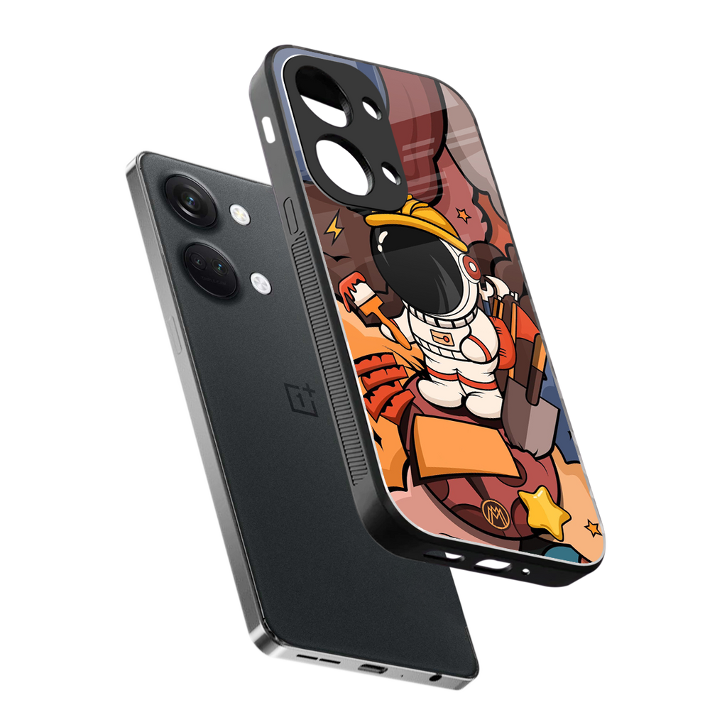 lil spaceman back phone cover | glass case for oneplus nord 3