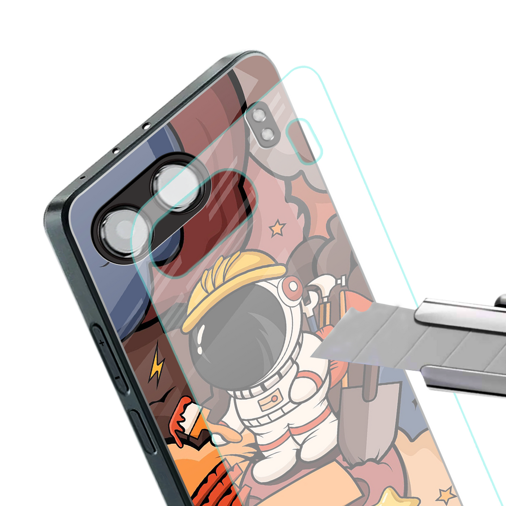 lil spaceman back phone cover | glass case for oneplus nord 4