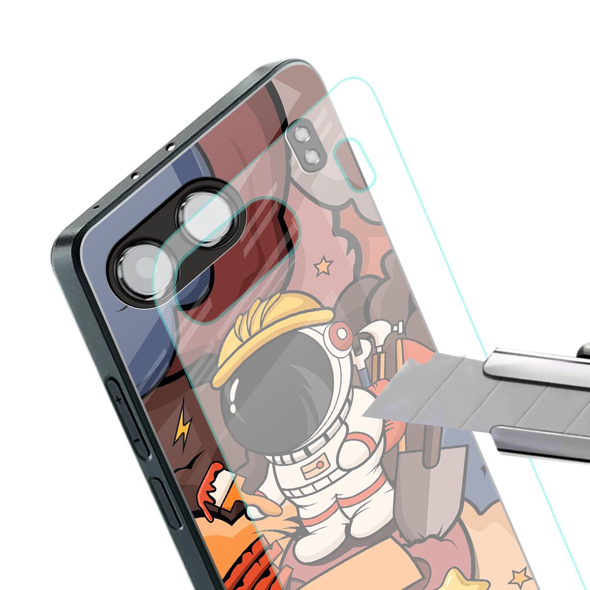 lil spaceman back phone cover | glass case for oneplus nord 4