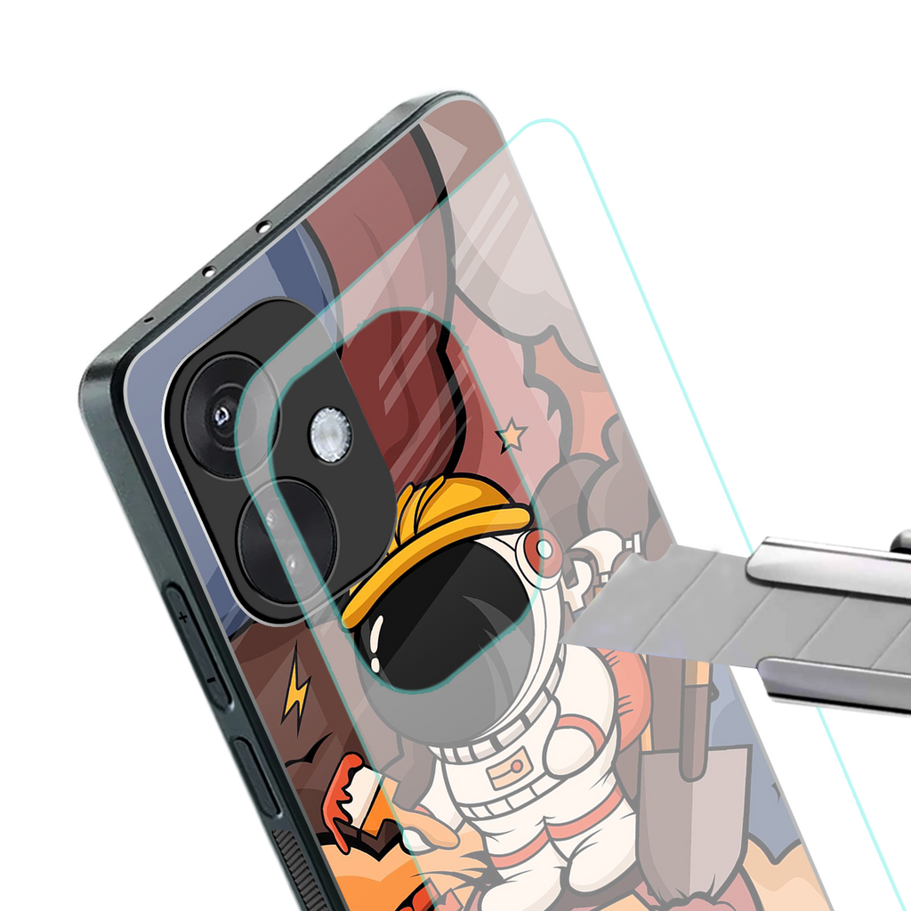 lil spaceman back phone cover | glass case for oneplus nord ce 3
