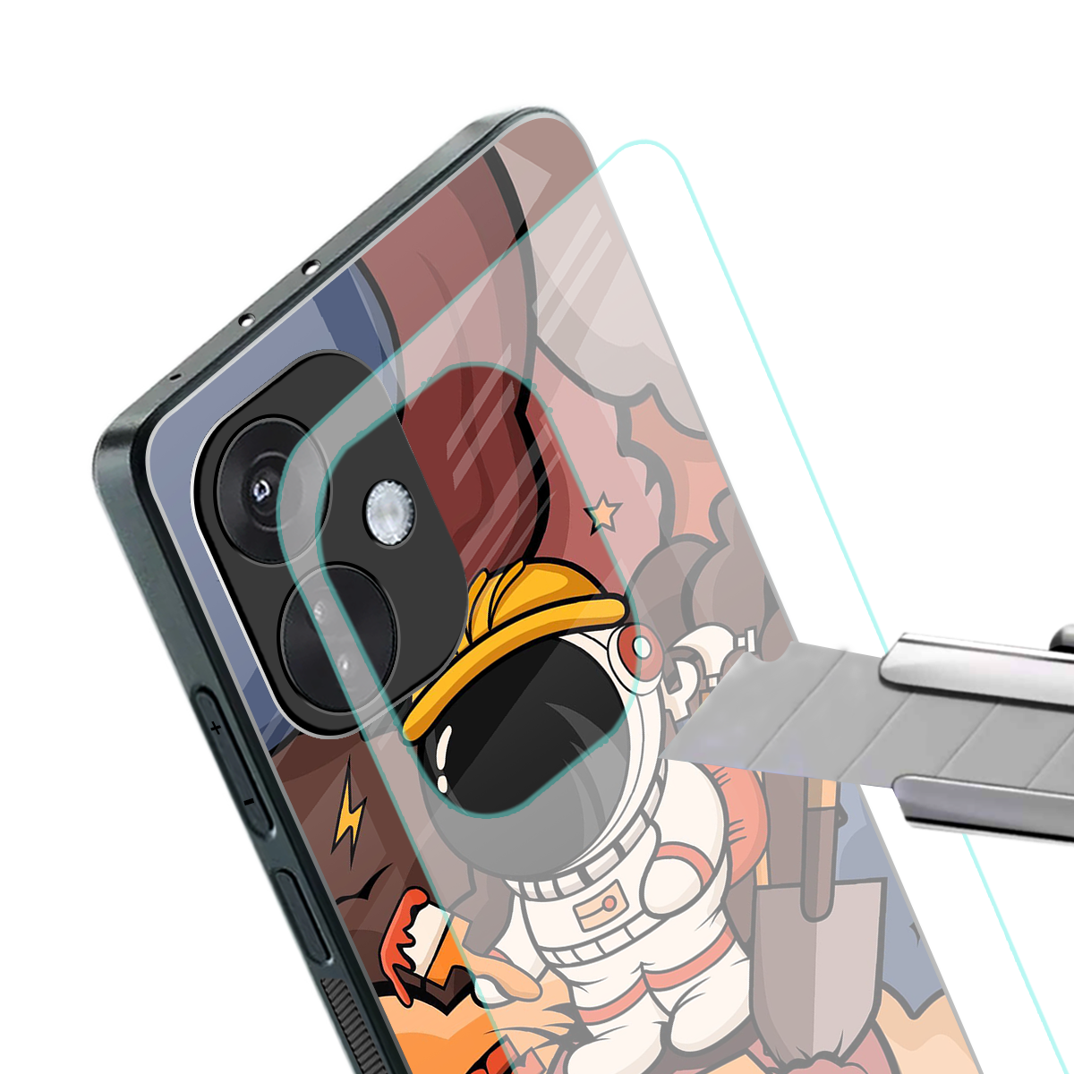 lil spaceman back phone cover | glass case for oneplus nord ce 3