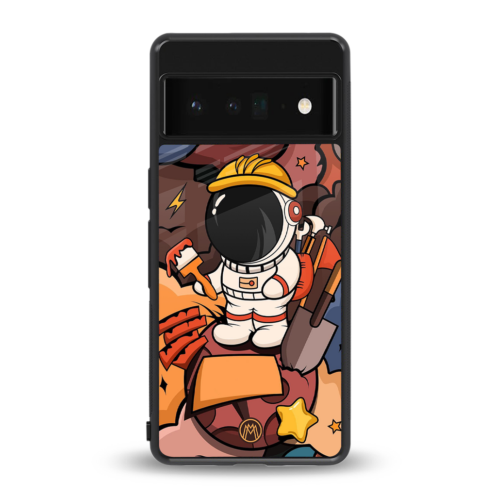 lil spaceman back phone cover | glass case for google pixel 6 pro