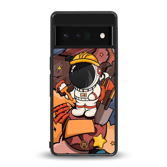 lil spaceman back phone cover | glass case for google pixel 6 pro