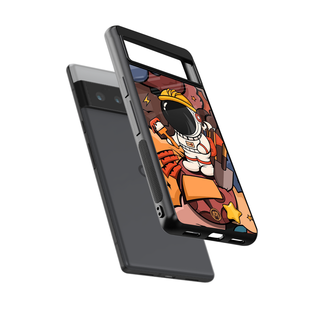 lil spaceman back phone cover | glass case for google pixel 6 pro