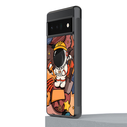 lil spaceman back phone cover | glass case for google pixel 6 pro