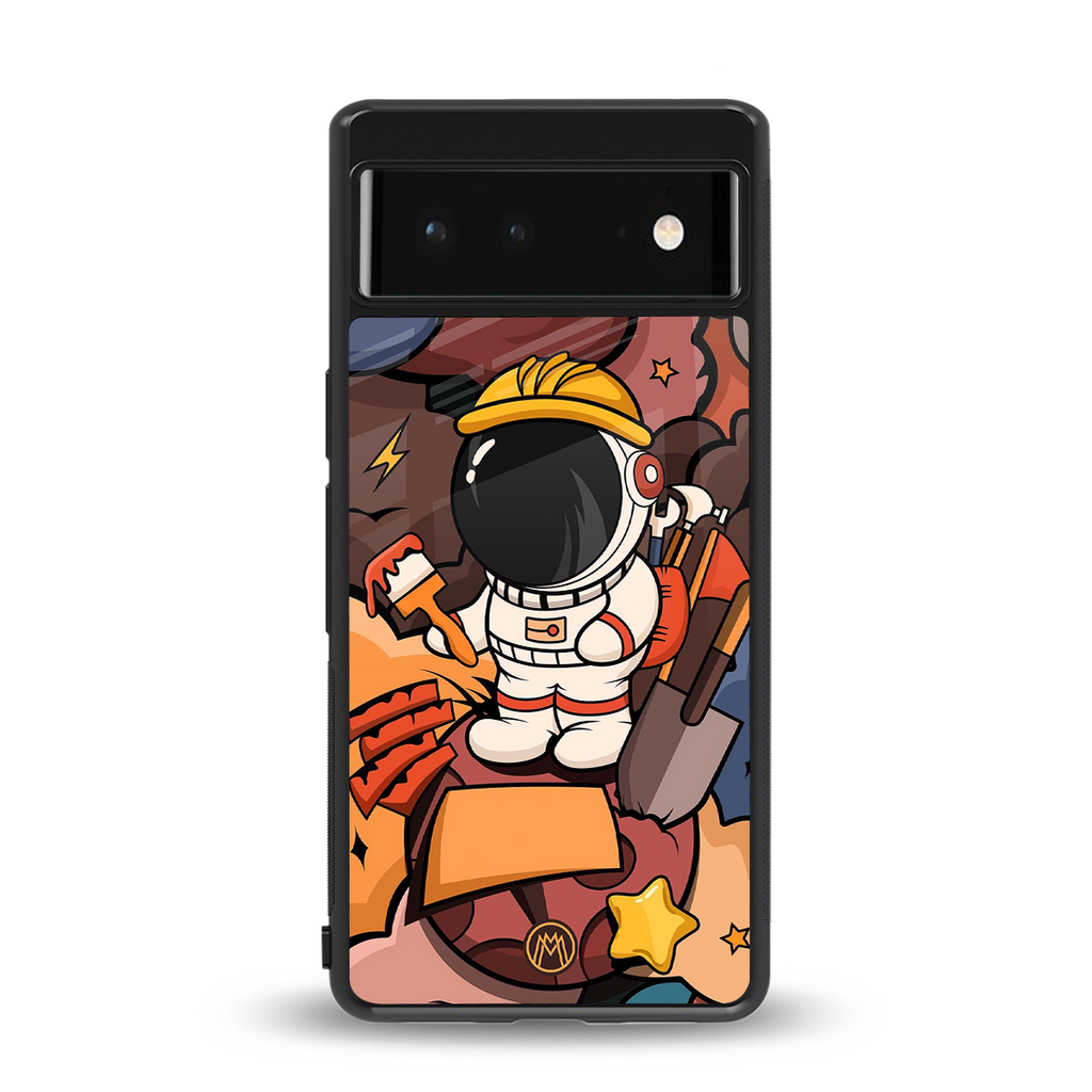 lil spaceman back phone cover | glass case for google pixel 6