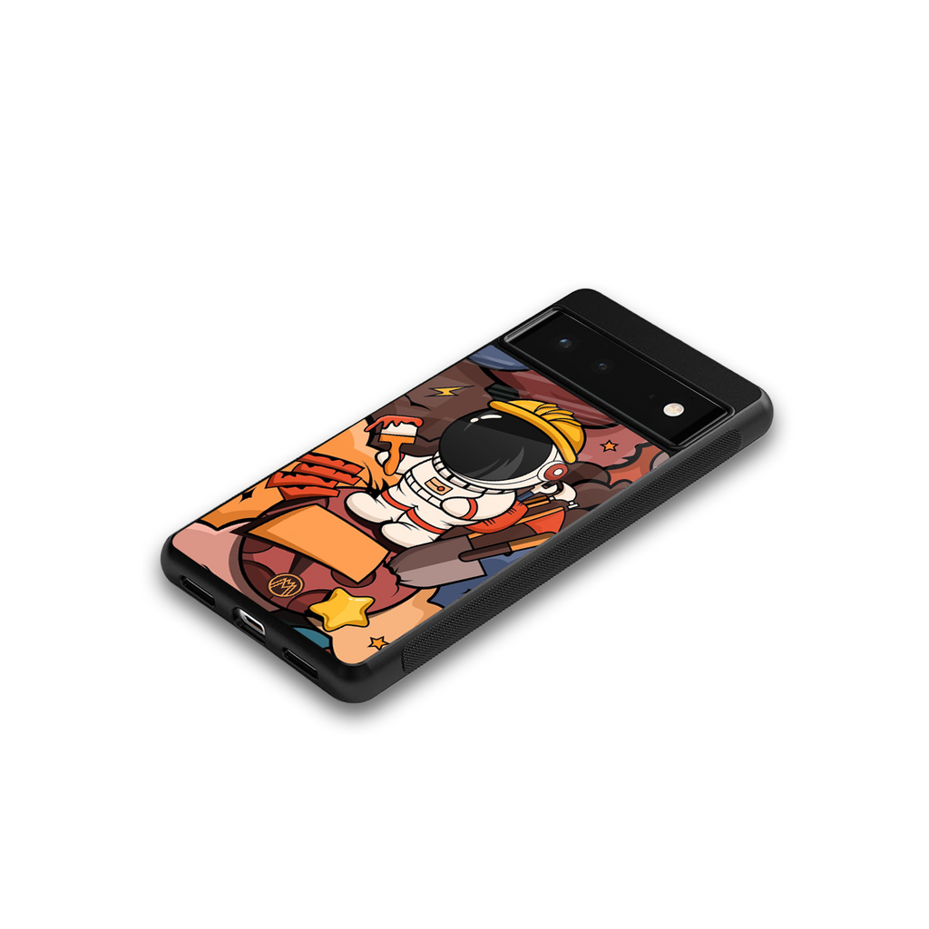 lil spaceman back phone cover | glass case for google pixel 6