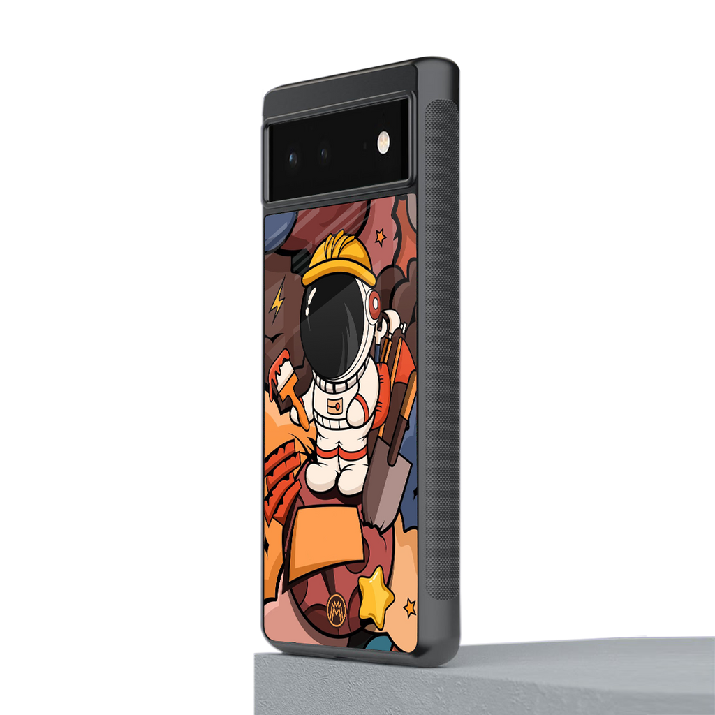 lil spaceman back phone cover | glass case for google pixel 6