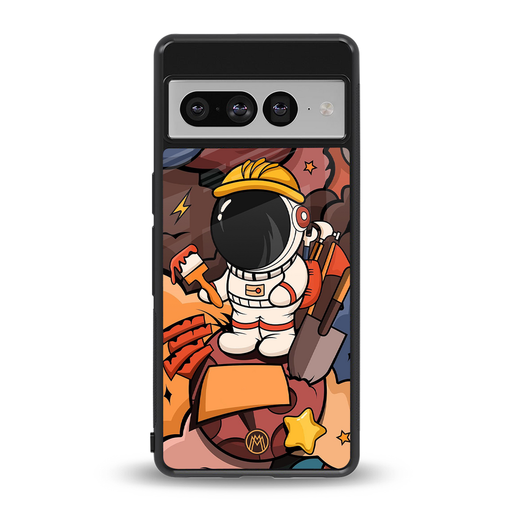 lil spaceman back phone cover | glass case for google pixel 7 pro