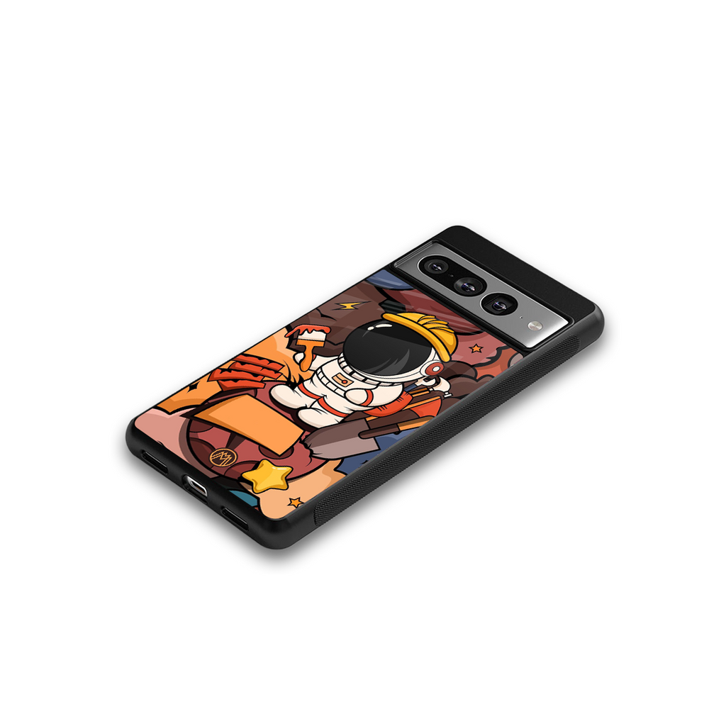 lil spaceman back phone cover | glass case for google pixel 7 pro