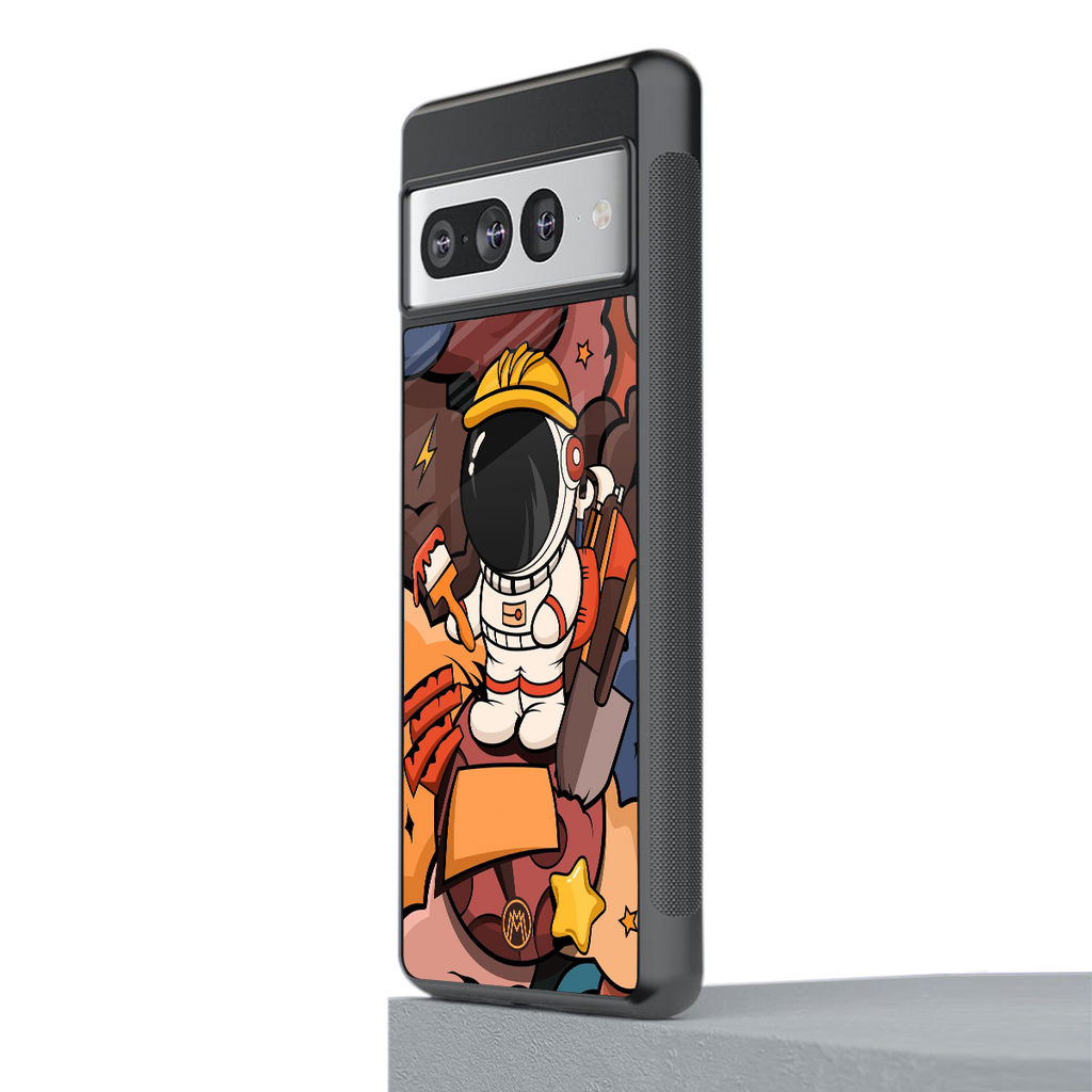 lil spaceman back phone cover | glass case for google pixel 7 pro