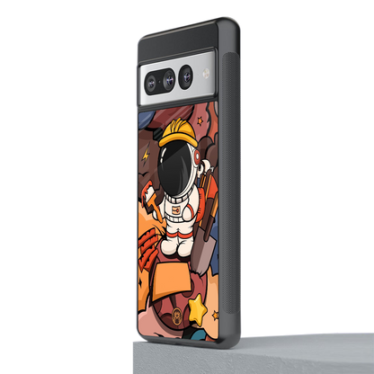 lil spaceman back phone cover | glass case for google pixel 7 pro