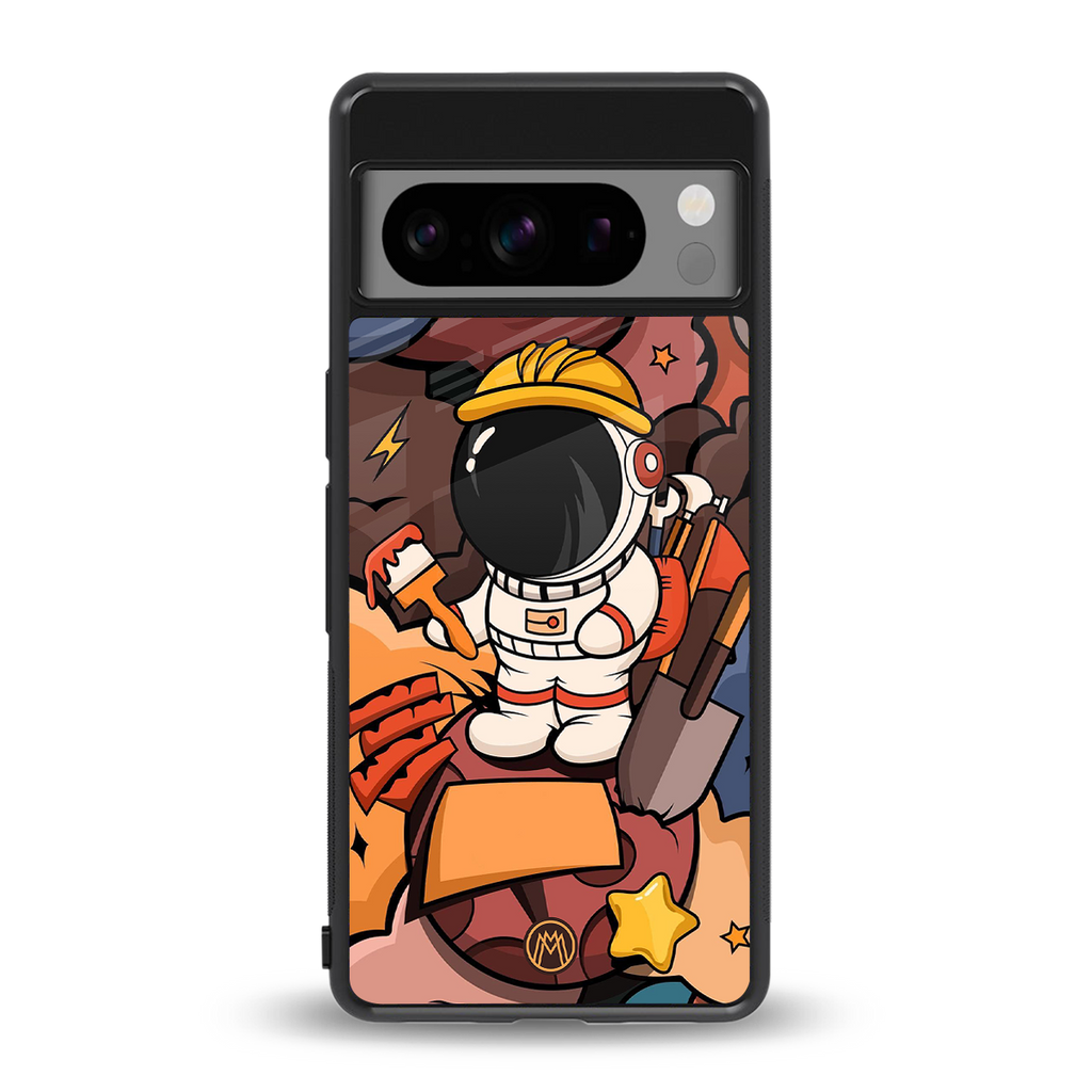 lil spaceman back phone cover | glass case for google pixel 8 pro