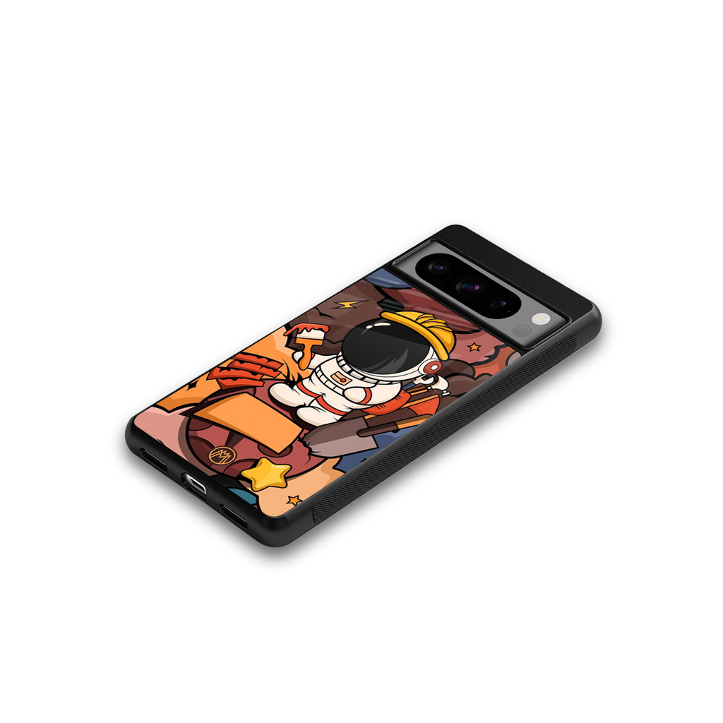 lil spaceman back phone cover | glass case for google pixel 8 pro
