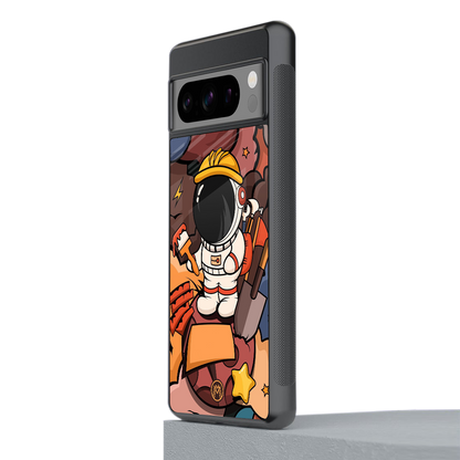 lil spaceman back phone cover | glass case for google pixel 8 pro