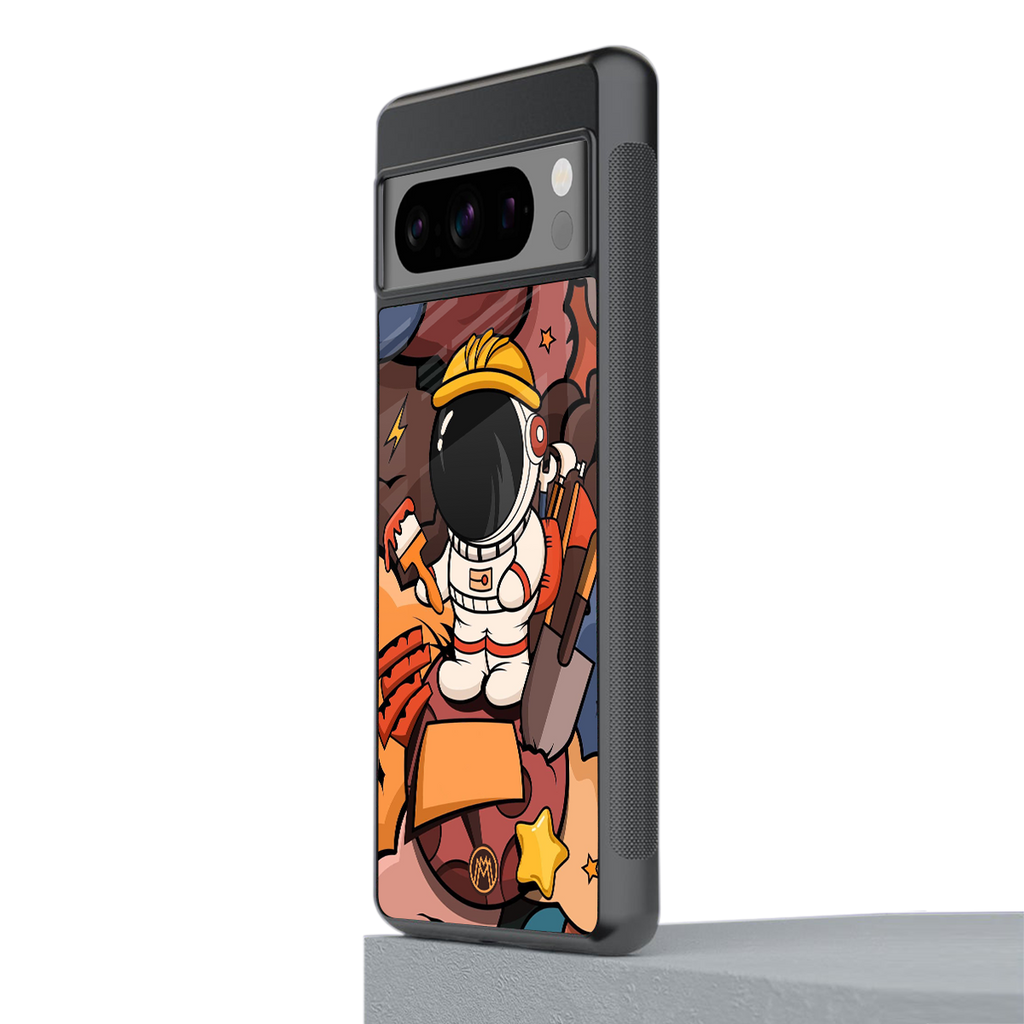 lil spaceman back phone cover | glass case for google pixel 8 pro