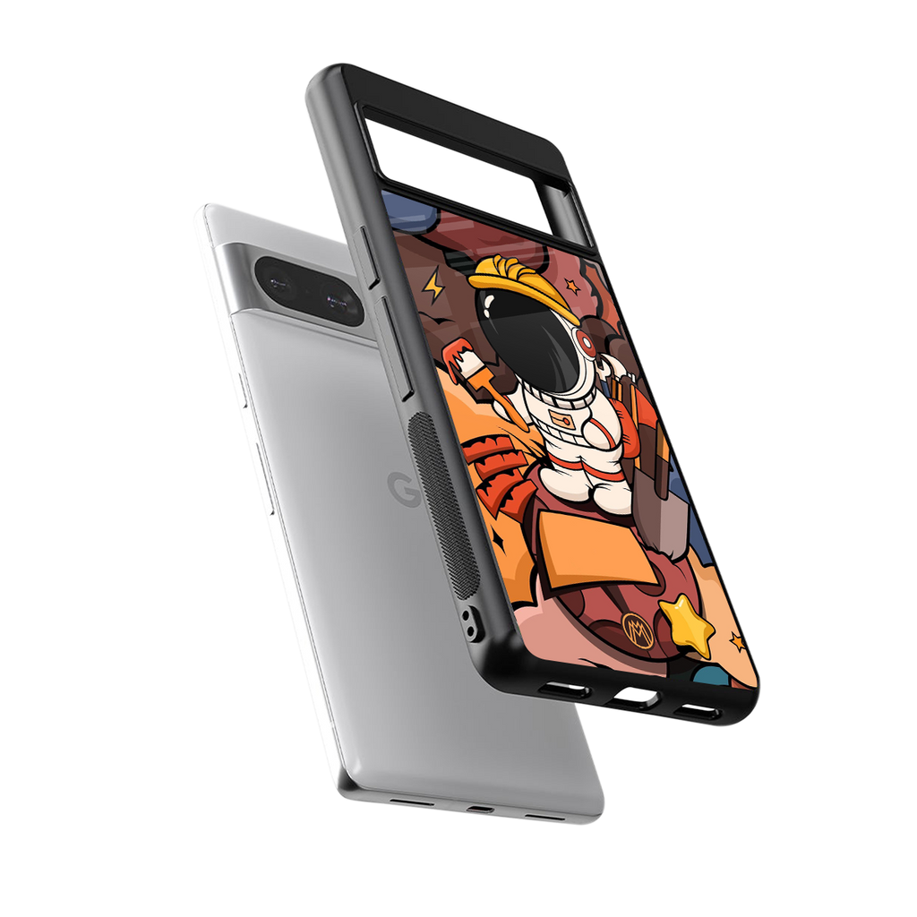 lil spaceman back phone cover | glass case for Google Pixel 8
