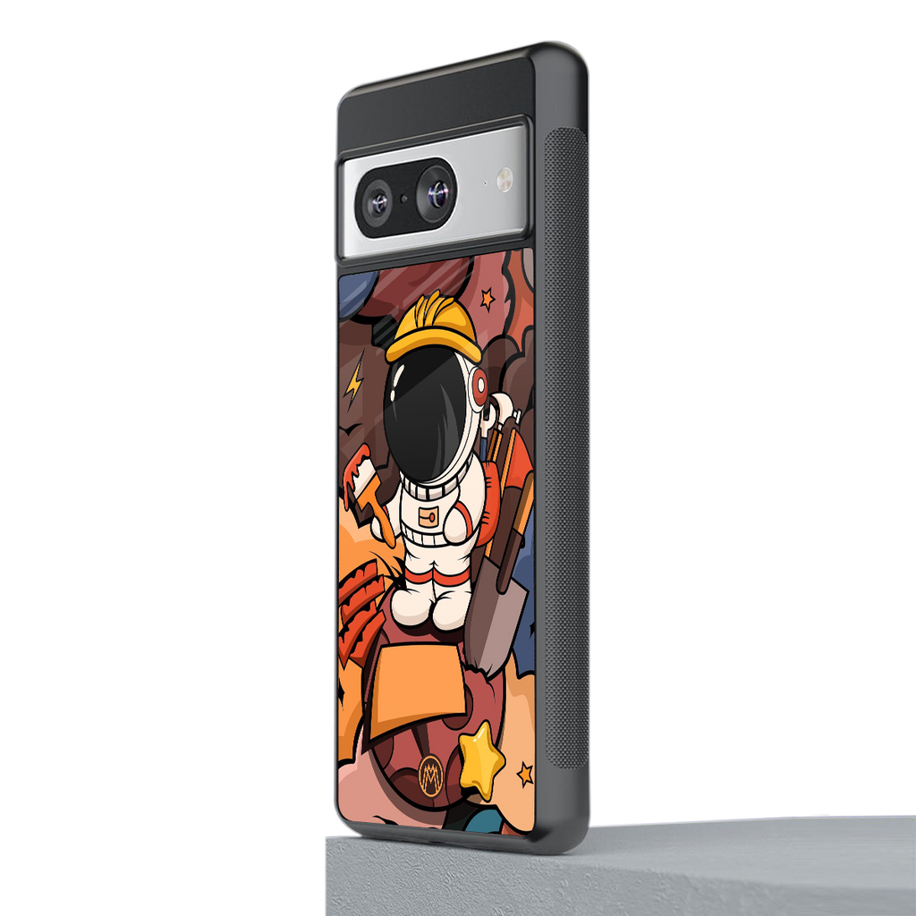 lil spaceman back phone cover | glass case for Google Pixel 8