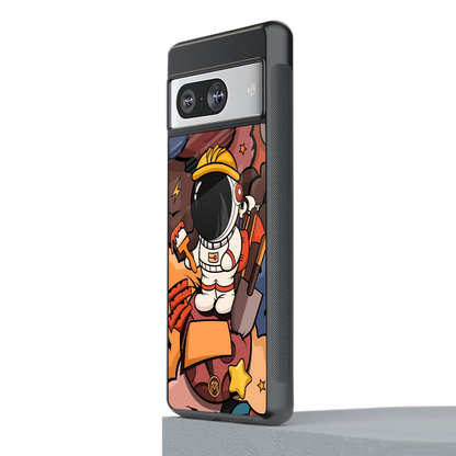 lil spaceman back phone cover | glass case for Google Pixel 8