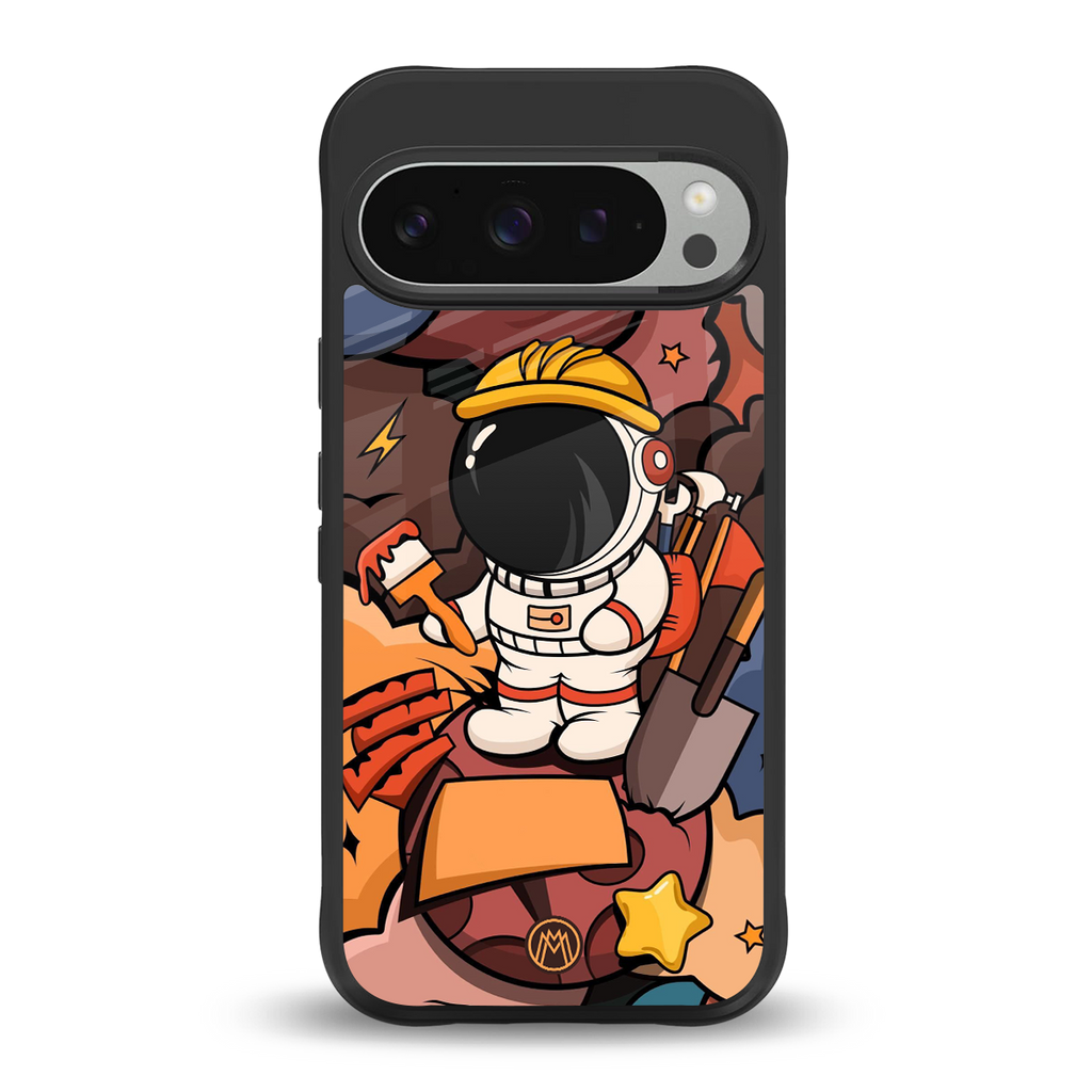 lil spaceman back phone cover | glass case for google pixel 9 pro