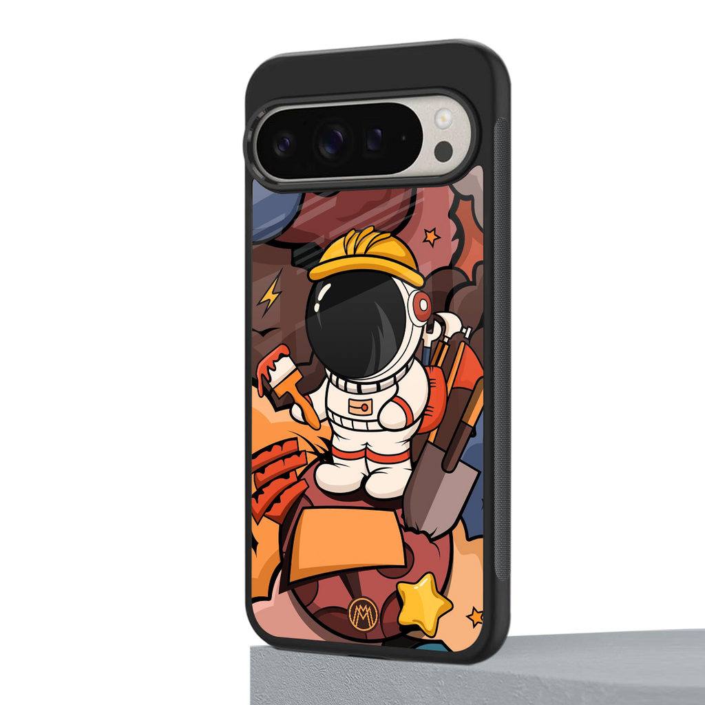 lil spaceman back phone cover | glass case for google pixel 9 pro