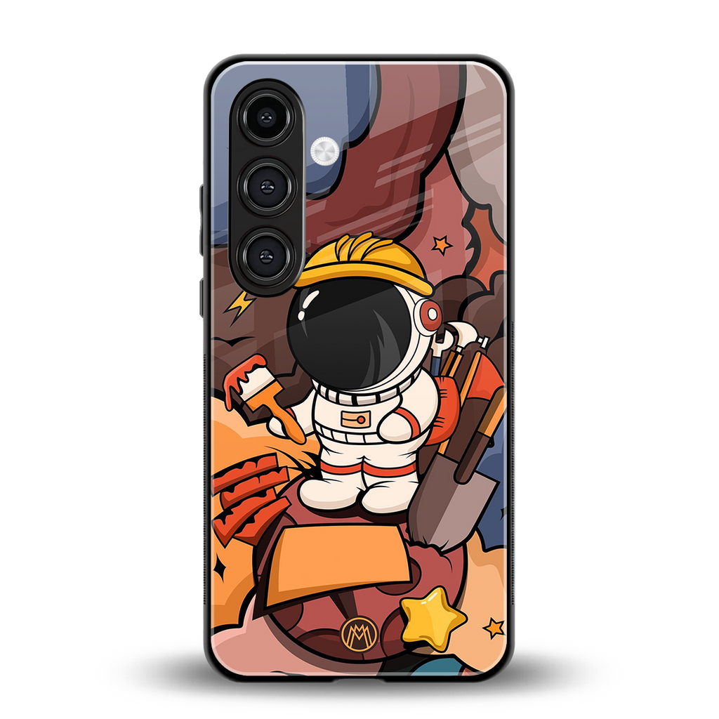 lil spaceman back phone cover | glass case for samsung galaxy s24 fe