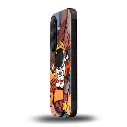 lil spaceman back phone cover | glass case for samsung galaxy s24 fe
