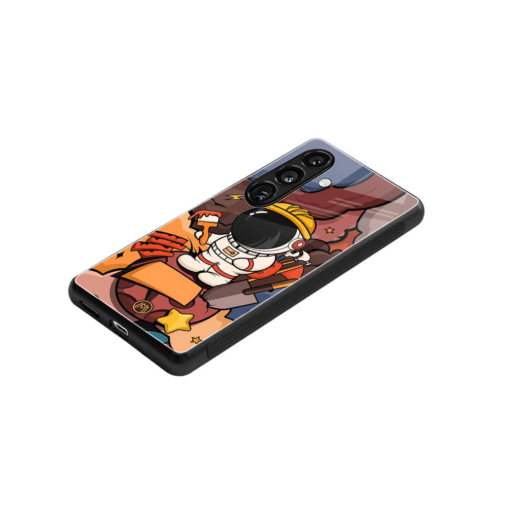 lil spaceman back phone cover | glass case for samsung galaxy s24 fe