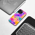 lil colourful alien back phone cover | glass case for iphone 15 plus