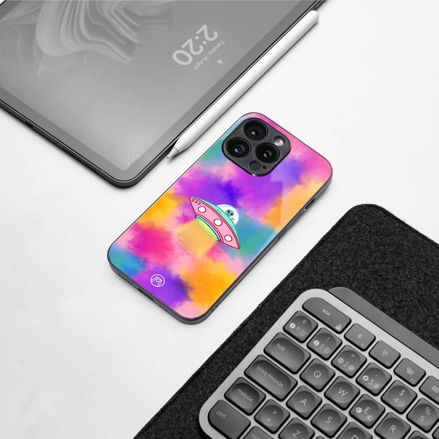 lil colourful alien back phone cover | glass case for iphone 16e