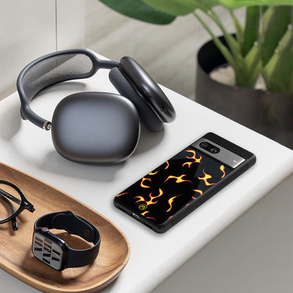 lil flames on black back phone cover | glass case for google pixel 9 pro