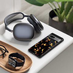 Lil Flames On Black Phone Cover | Glass Case