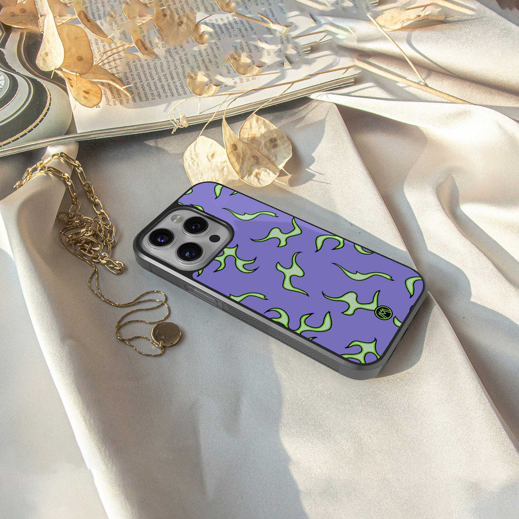 lil flames on purple back phone cover | glass case for nothing phone 1