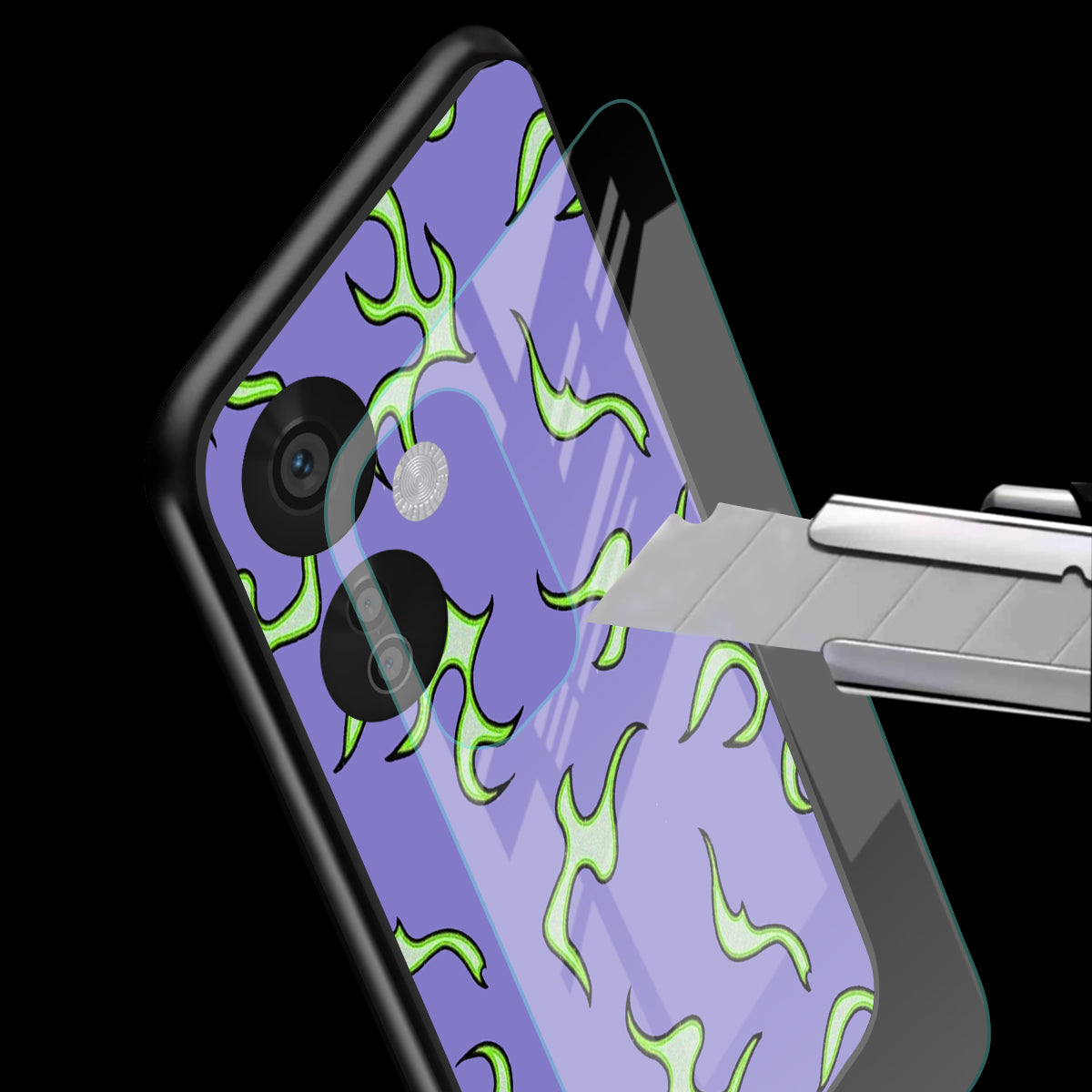 Lil Flames On Purple Phone Cover | Glass Case